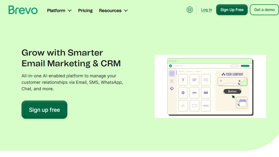 Website screenshot of Brevo (November, 2025)