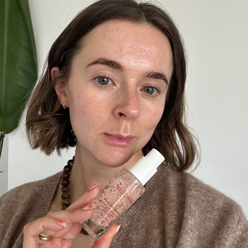 Grace wearing Onesize Secure the Glow Tacky Hydrating Primer