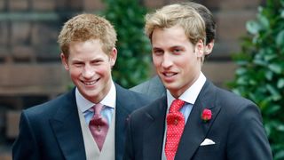 Prince Harry and Prince William attending wedding
