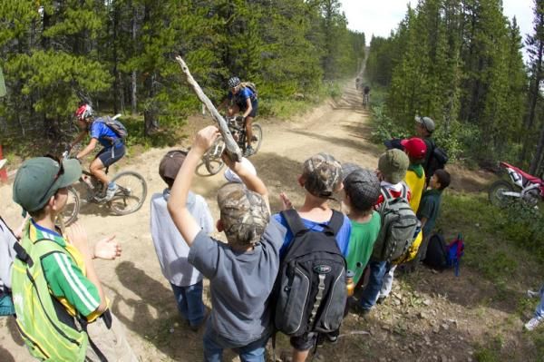 Some riders get cheered along the route