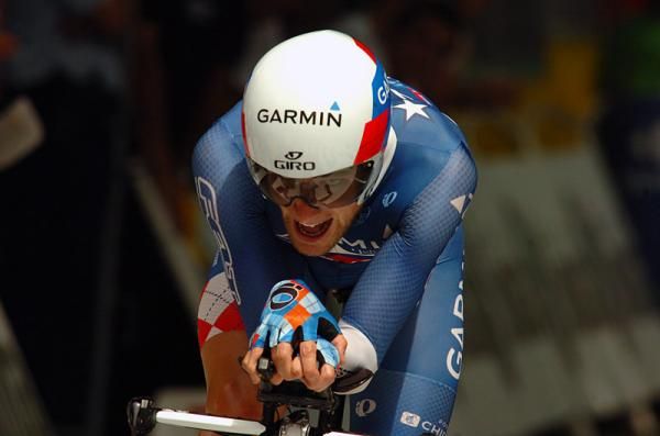 American time trial champion David Zabriskie (Garmin-Slipstream) approaches the finish line.
