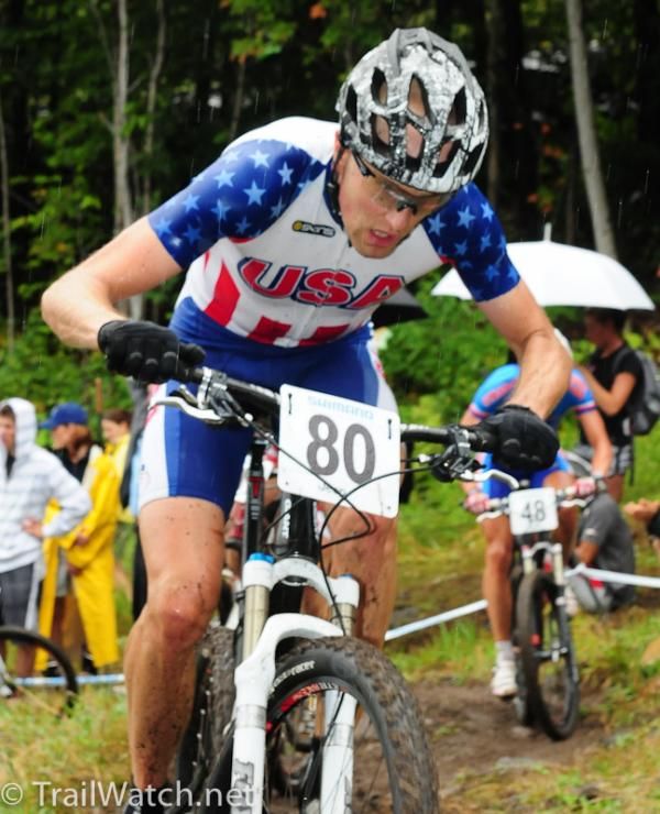 Carl Decker (USA) on one of the steep climbs