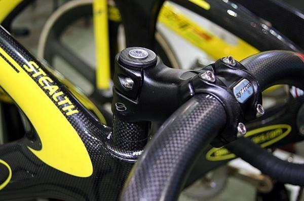 Meares' time trial handlebars were switched over to a standard pair for the afternoon's team sprint - she won that too.