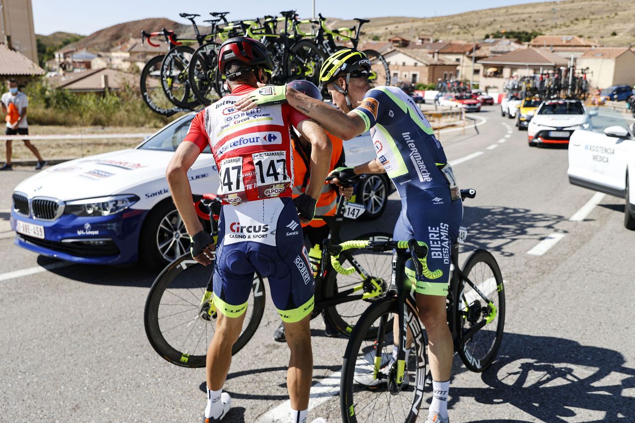 Vuelta Espana 2021 - 76th Edition - 4th stage El Burgo de Osma - Molina de Aragon 163,9 km - 17/08/2021 - Crash - Rein Taaramae (EST - Intermarche' - Wanty - Gobert Materiaux) - photo Luis Angel Gomez/BettiniPhoto&Acirc;&copy;2021