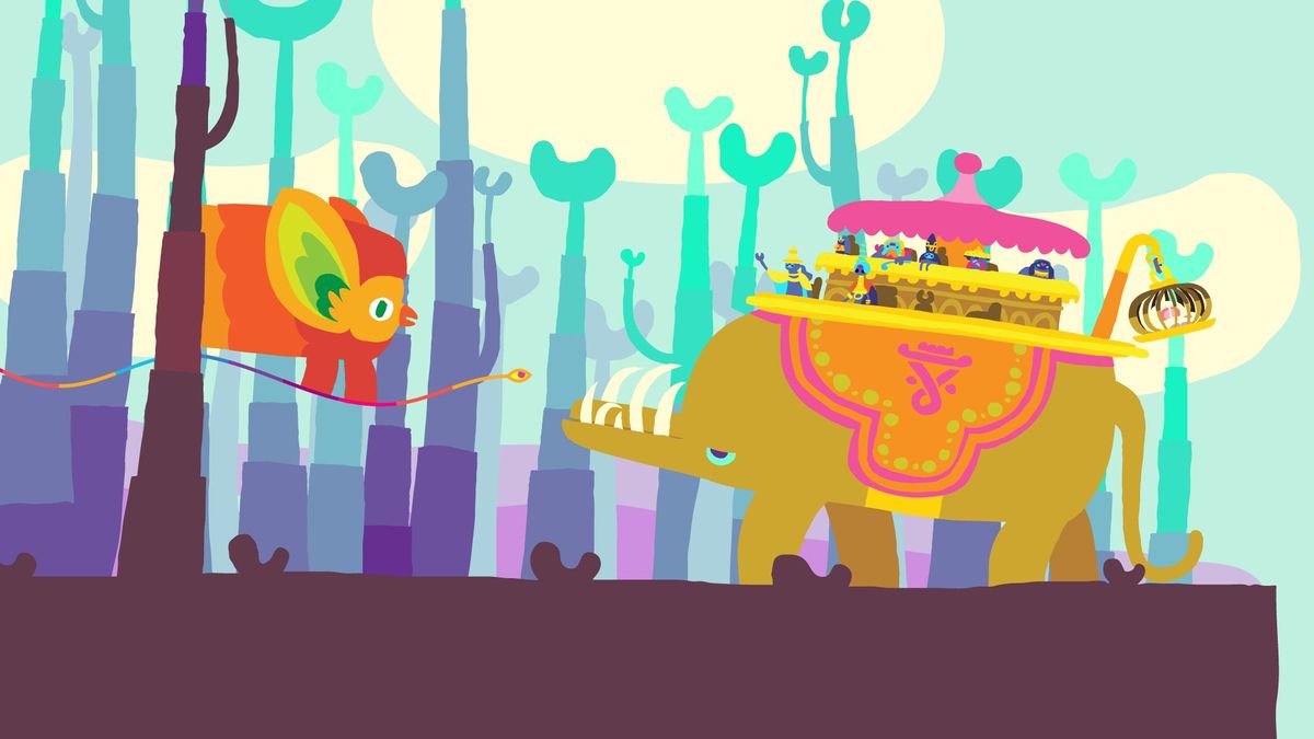 An elephantine creature fills the screen in Hohokum.