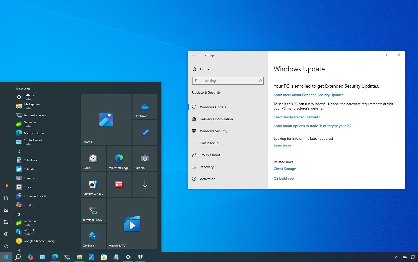 Windows 10 enrolled in ESU