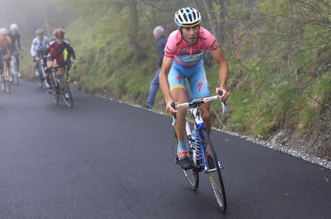 Vincenzo Nibali (Astana) makes his move with 3km to go