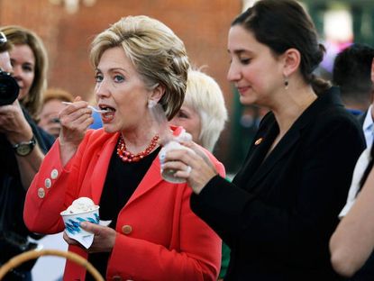 Hillary Clinton eating ice cream.