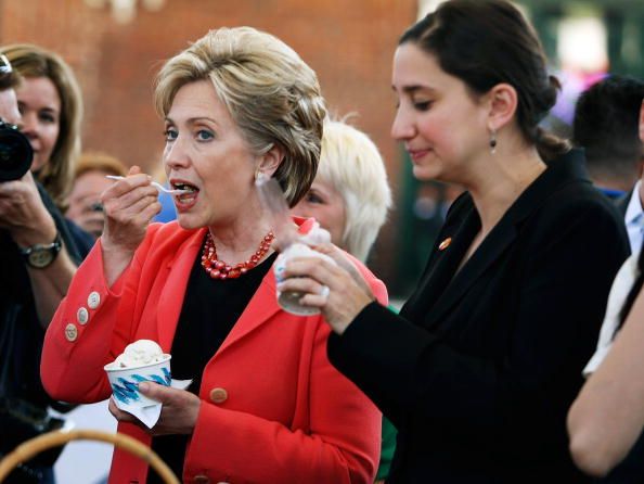 Hillary Clinton eating ice cream.