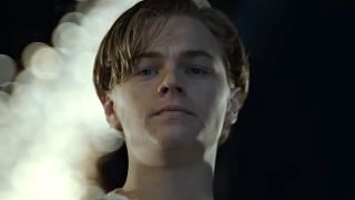 Jack looking down at Rose from higher deck in Titanic