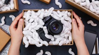 Camera in box with styrofoam packing