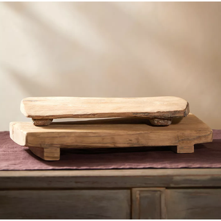 two wooden standing trays stacked on top of one another