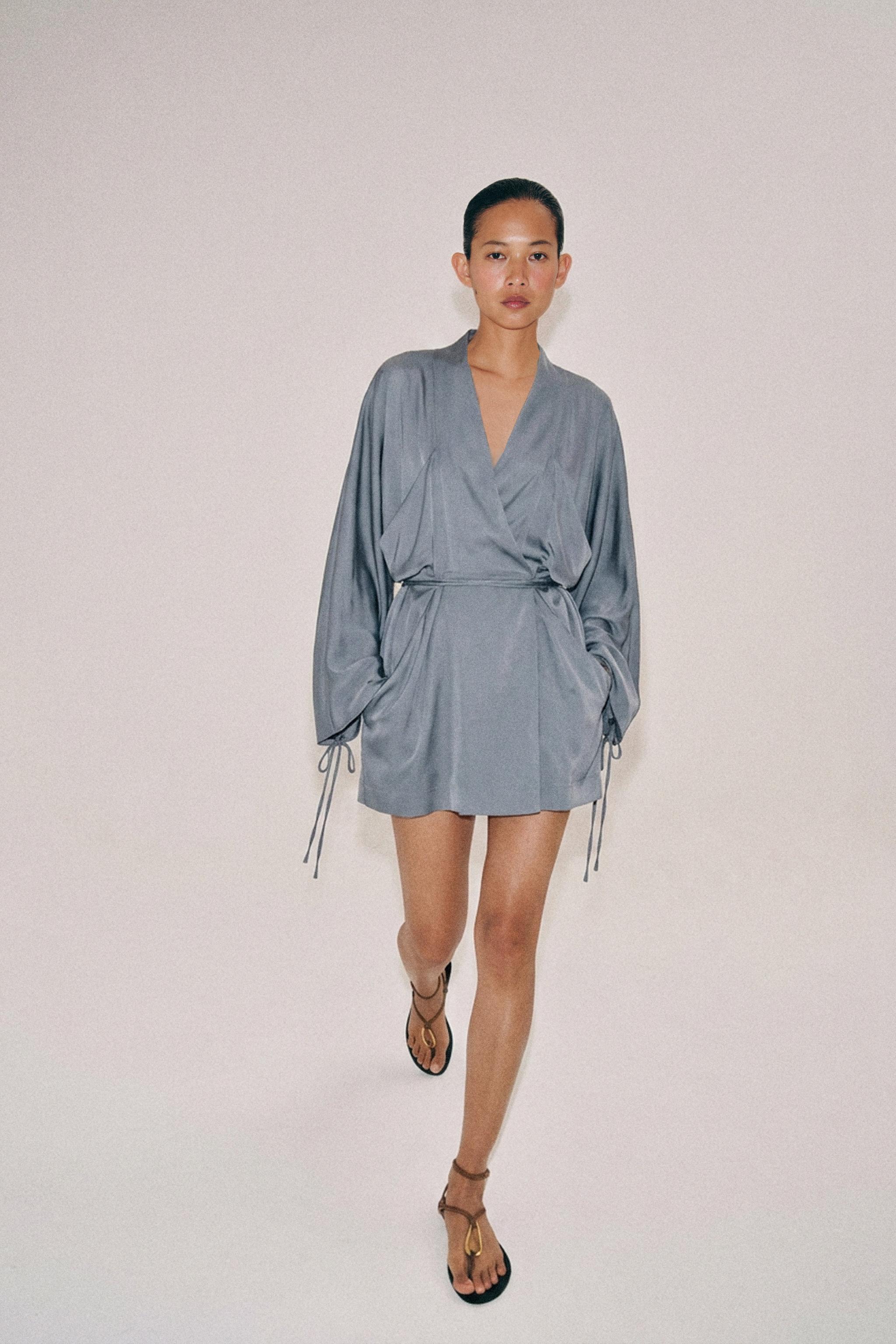 Zw Collection Short Wrap Dress - Blue / Gray - Xs