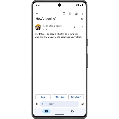 GIF of the Quick Reply feature in Gmail