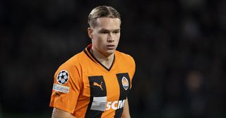 Arsenal target Mykhaylo Mudryk in action for Shakhtar Donetsk during a UEFA Champions League match between Celtic and Shakhtar Donetsk at Celtic Park, on October 25, 2022, in Glasgow, Scotland.