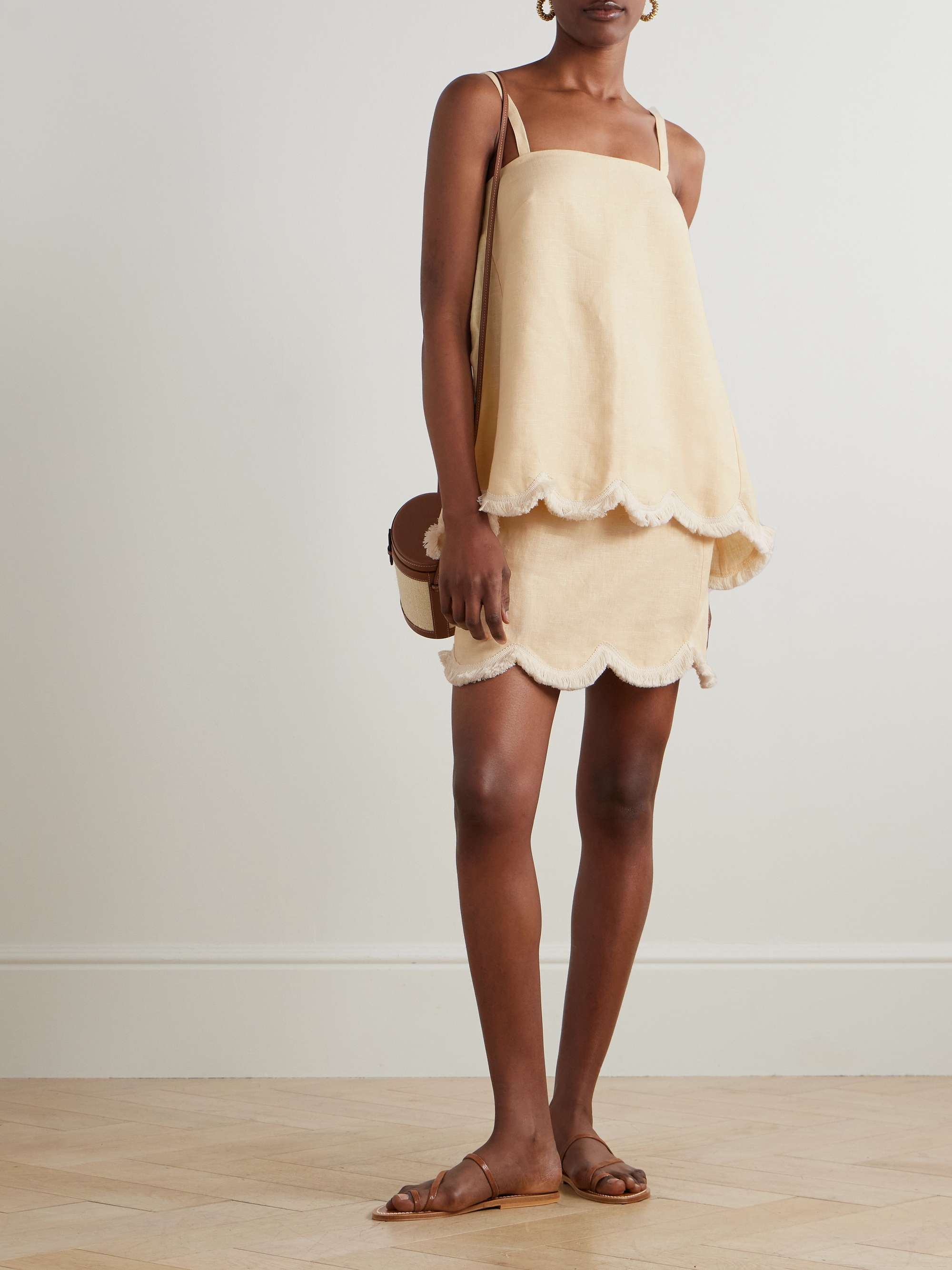 Essie Fringed Linen Mini Skirt