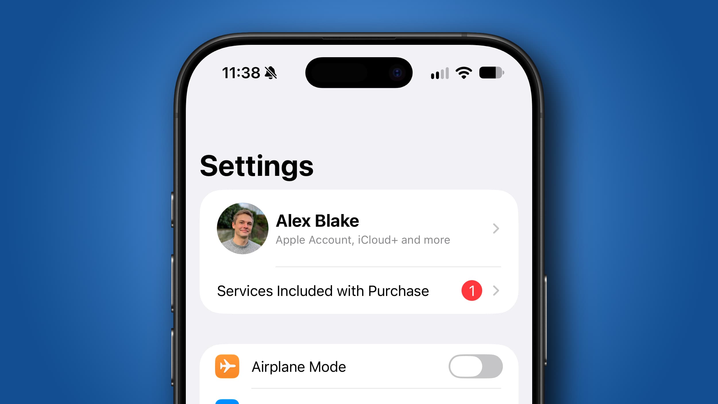 An ad for 'Services Included with Purchase' shown on an iPhone running iOS 27.