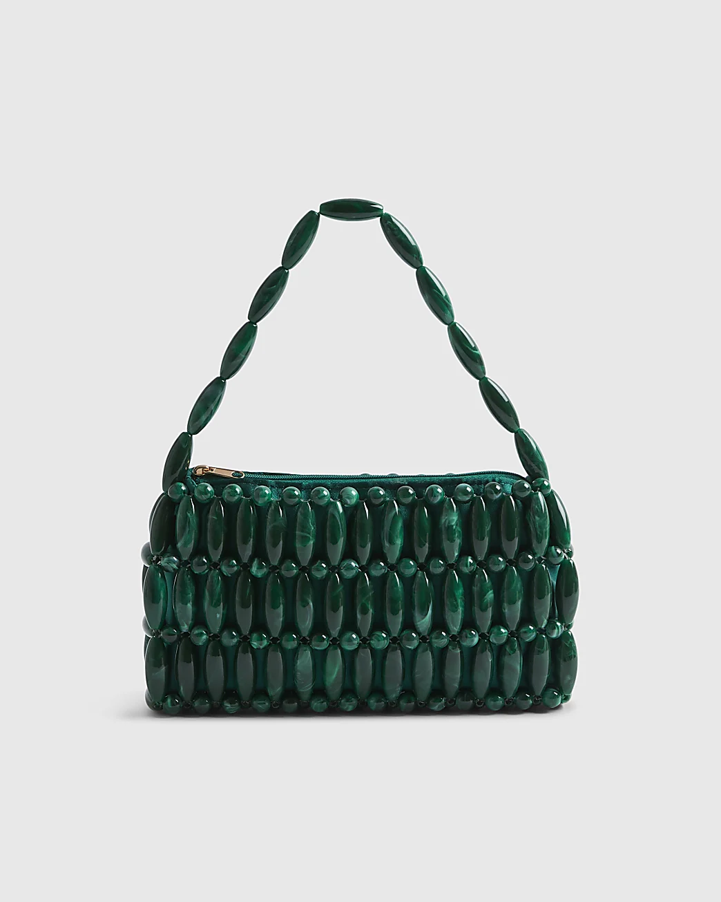 Green Beaded Clutch Bag