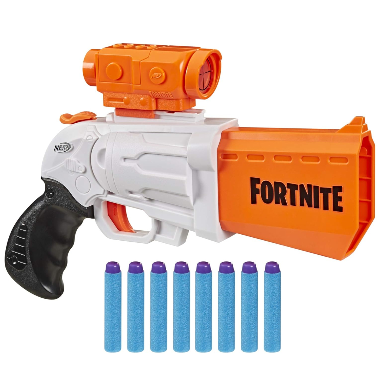 A Nerf Fortnite blaster against a plain background