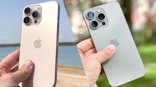 iphone 16 pro vs iphone 15 pro side by side shot comparing both phones