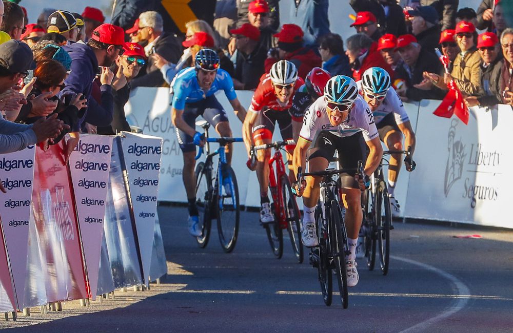 Michal Kwiatkowski en route to winning stage 2 at Volta ao Algarve
