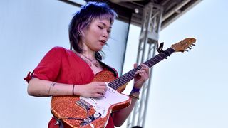 Yvette Young of Covet performs during Swanfest at Heart Health Park on April 23, 2022 in Sacramento, California