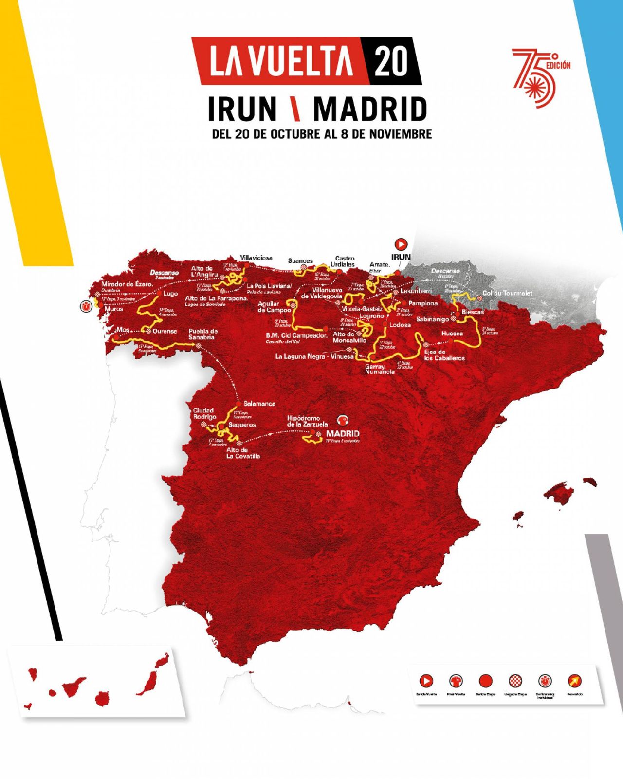 Overall route map of 2020 Vuelta a Espana
