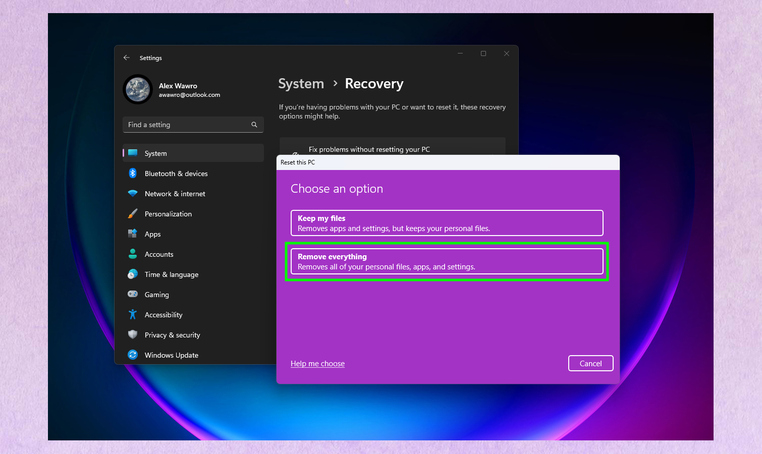Как восстановить заводские настройки Windows 11 шаг 4