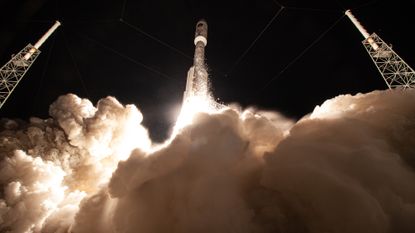 A United Launch Alliance (ULA) Atlas V rocket takes off on an Air Force mission on Aug. 8, 2019. SpaceX and ULA will share the job of carrying "national security" cargo for the military going forward, as the Pentagon rushes to retire the Atlas V and its Russian-made rocket engines.