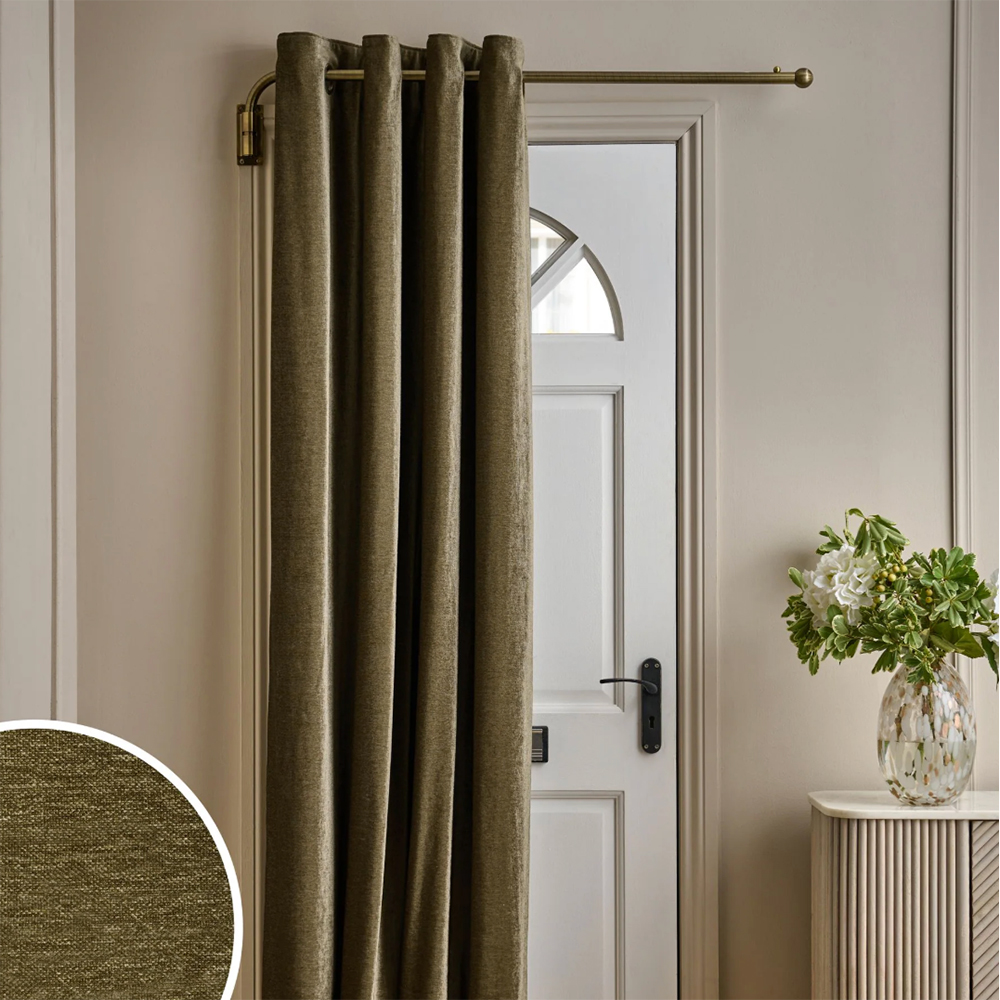 olive green door curtain