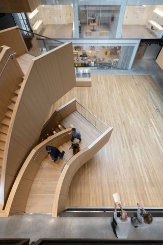 Curved staircase in education building