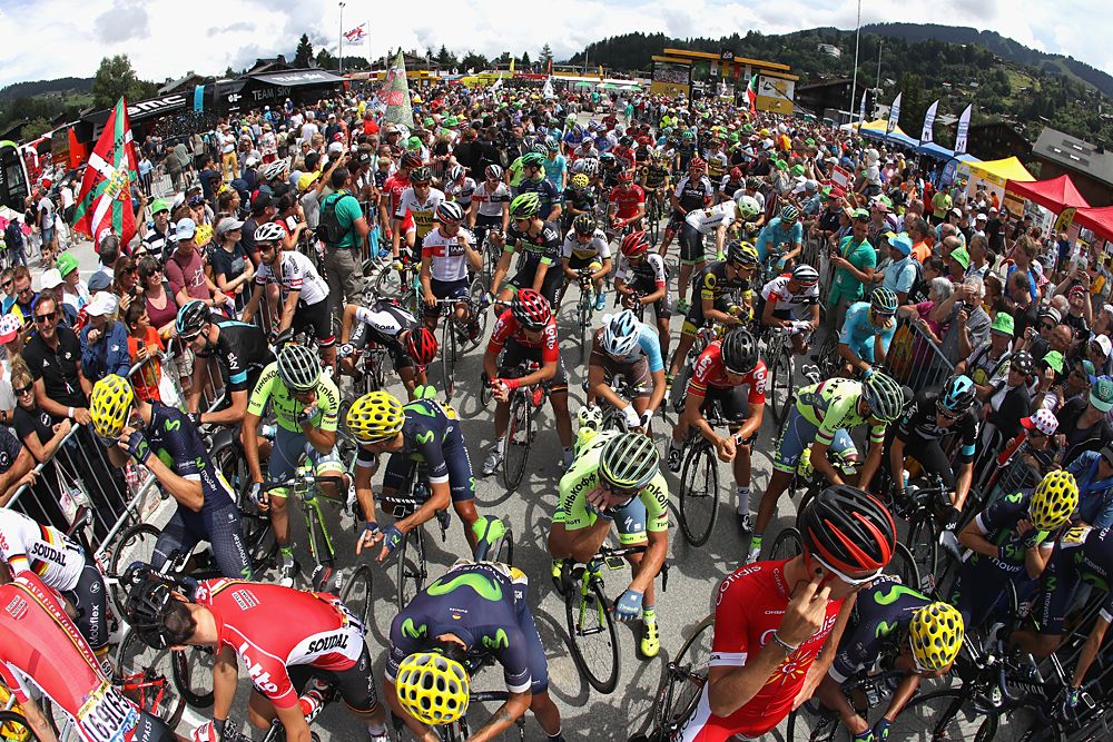 Big crowds catching a glimpse of the riders at the start of stage 20 at the Tour de France