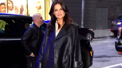 Katie Holmes wearing Tove Leather Jacket