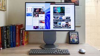 Lenovo Yoga AIO 27 review unit on a desk