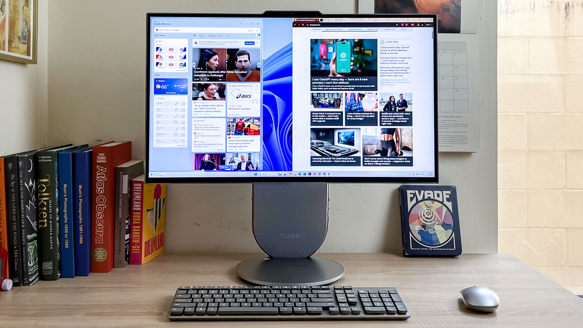 Lenovo Yoga AIO 27 review unit on a desk