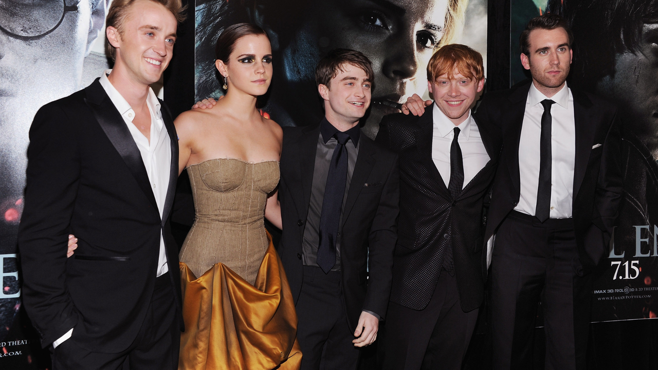 Tom Felton, Emma Watson, Daniel Radcliffe, Rupert Grint and Matthew Lewis attend the premiere of &quot;&quot;Harry Potter and the Deathly Hallows: Part 2&quot;&quot; at Avery Fisher Hall, Lincoln Center on July 11, 2011 in New York City.