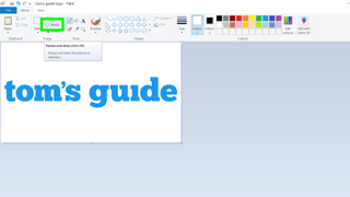 How to edit images in Microsoft Paint - a screenshot of the Tom's Guide logo in Microsoft Paint, with the "Resize" button selected