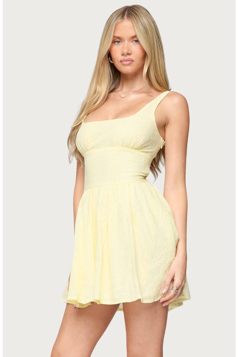 Reina Floral Embroidered Cotton Minidress