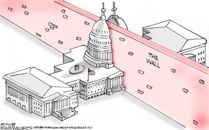 Political cartoon U.S. congress government shutdown border wall&nbsp;