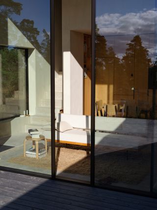 Open sliding doors with view into cabin