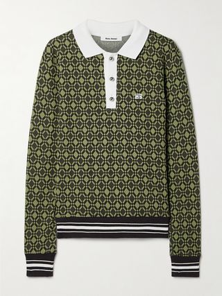 Jacquard-Knit Organic Cotton-Blend Polo Shirt