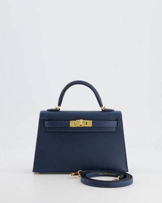 Hermès Mini Kelly Ii 20cm Bag in Bleu De Prusse Epsom Leather With Gold Hardware