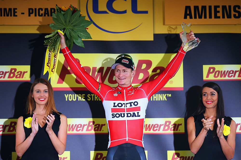 Andr&eacute; Greipel (Lotto Soudal) secures his second stage win at the Tour de France
