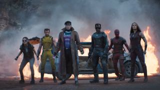 X23 (Daphne Keen), Wolverine (Hugh Jackman), Gambit (Channing Tatum), Blade (Wesley Snipes), Deadpool (Ryan Reynolds) and Elektra (Jennifer Garner) in Deadpool &amp; Wolverine