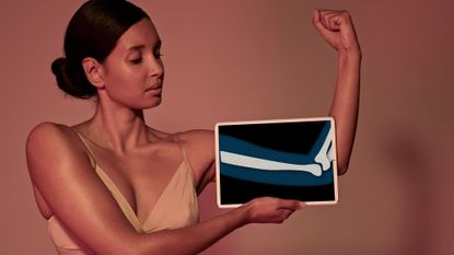 Woman examining bone health