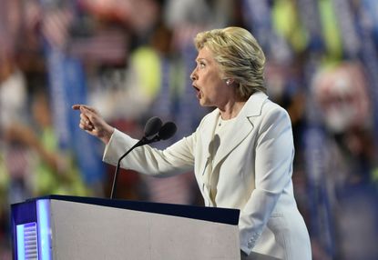 Hillary Clinton gives her convention speech.