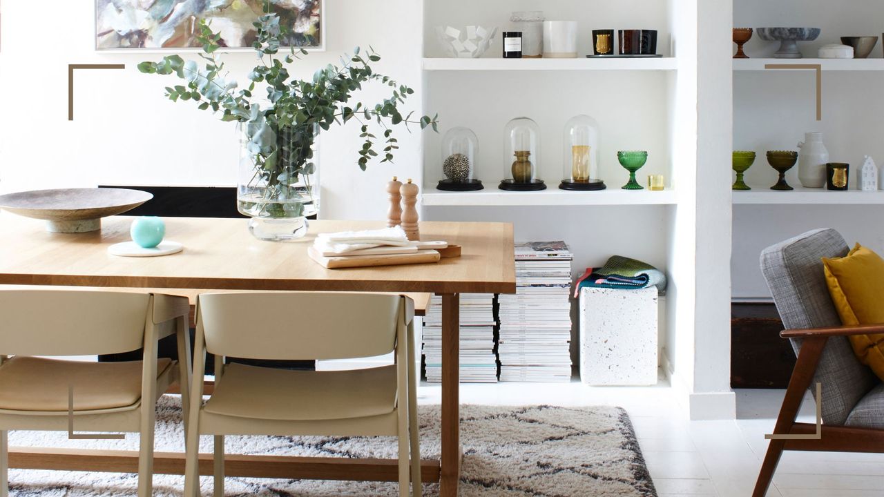 White open plan dining and living room area