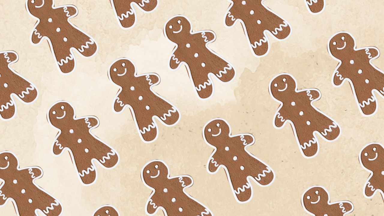 Gingerbread men on neutral background