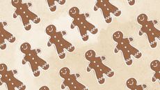 Gingerbread men on neutral background