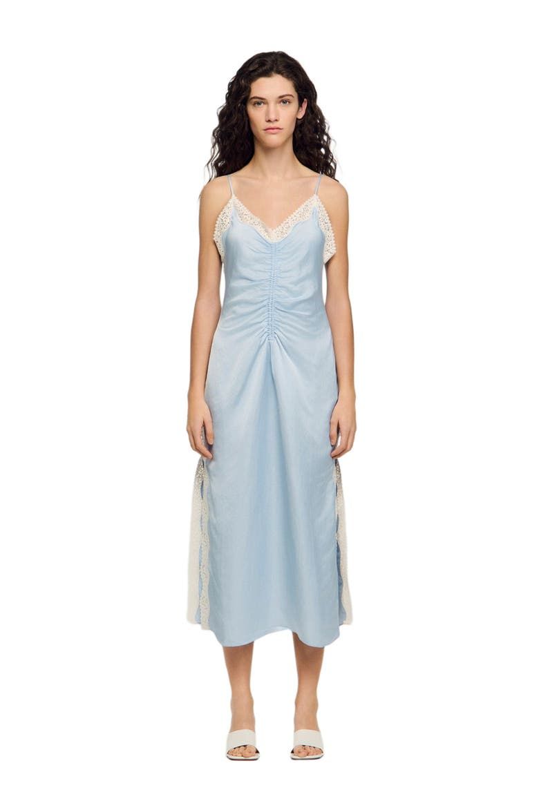 Satin-Effect Maxi Dress With Straps